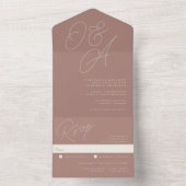 テラコッタ |透かしモノグラム結婚のスクリプト オールインワン招待状 (内側)