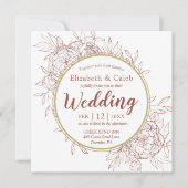 テラコッタ&金ゴールドペオニモダントイル結婚ズ 招待状 (正面)