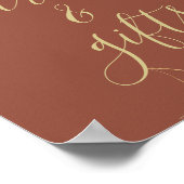 テラコッタ&金ゴールドモダンフローラカード&ギフト ポスター (角)