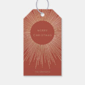 テラコッタ&金ゴールド日が差すことアールデコメリークリスマス ギフトタグ (正面)