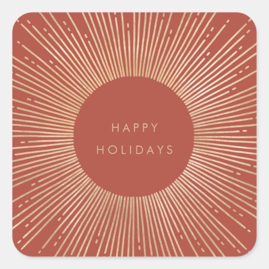 テラコッタ&金ゴールド日が差すことフレームアートデコホリデーズ スクエアシール (正面)