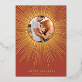 テラコッタ&金ゴールド日が差すことフレームアートデコ写真 箔シーズンカード (正面)