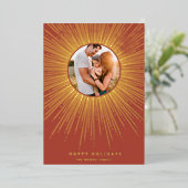 テラコッタ&金ゴールド日が差すことフレームアートデコ写真 箔シーズンカード (立ち正面)