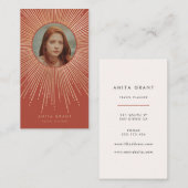 テラコッタ&金ゴールド日が差すことフレームアートデコ垂直 名刺 (正面/裏面)