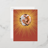 テラコッタ&金ゴールド日が差すことフレームクリスマスフォト 箔シーズンポストカード (正面/裏面)