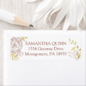 テラコッタ&金ゴールド牡丹フローラ差出人住所 ラベル (インサイチュ)