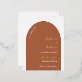 テラコッタ、金ゴールド、ホワイトアー結婚チ 箔シーズンポストカード (正面/裏面)