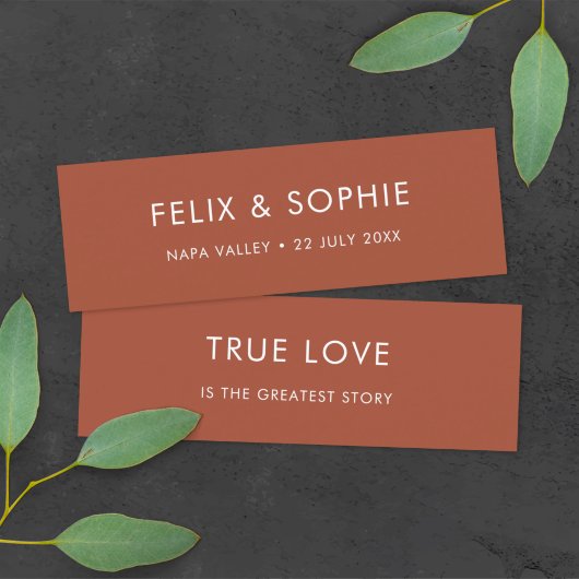 テラコッタ |錆び結婚式の引き出物ミニブックマークカード スキニー名刺