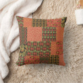 テラコッタ、黒いエジプトの部族のパッチワークフェイク。 クッション (ブランケット)