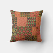 テラコッタ、黒いエジプトの部族のパッチワークフェイク。 クッション (裏面)