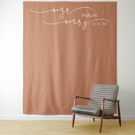 テラコッタ Mr. and Mrs. ウェディング フォト バナー タペストリー (インサイチュ)