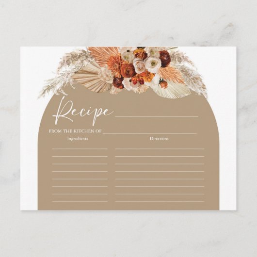 テラコッタbohoアーチ焼きオレンジ色のレシピカード ポストカード (正面)