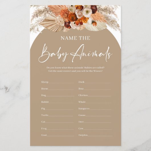 テラコッタbohoアーチ赤ちゃん動物ゲームの名前 (正面)