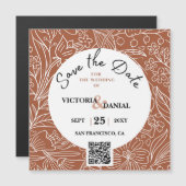 テラコッタQRコードシックモダンミニマリスト結婚ズ (正面/裏面)