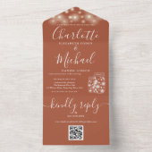 テラコッタQRコードメイソンJARストリングライツ結婚ズ オールインワン招待状 (内側)