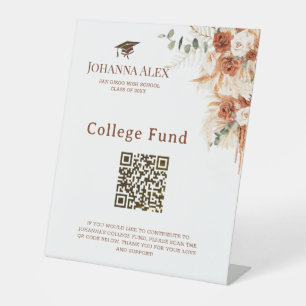 テラコッタQR卒業大学基金サイン 台座サイン