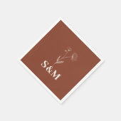 テラコットンフラワーモノグラム結婚ズ スタンダードカクテルナプキン (角)