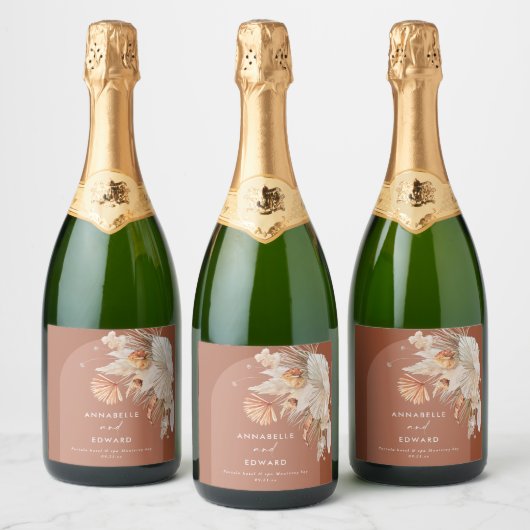 テラコッモダンタボヘミアンパンパスグラス植物学 スパークリングワインラベル (ボトル)