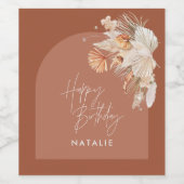 テラコッモダントボヘミアンパンパスグラス誕生日 ワインラベル (シングルラベル)