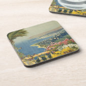 テラスからサンレモのヴィンテージ旅行ポスター コースター (左側)