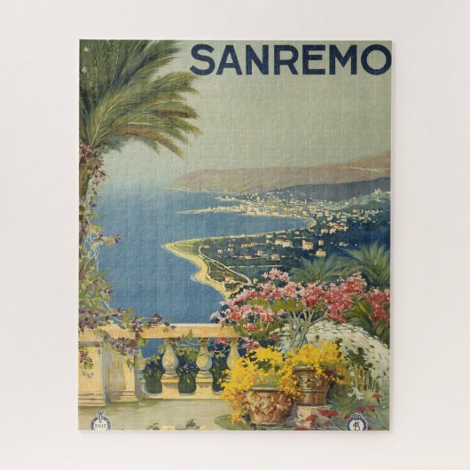 テラスからサンレモのヴィンテージ旅行ポスター ジグソーパズル (縦)