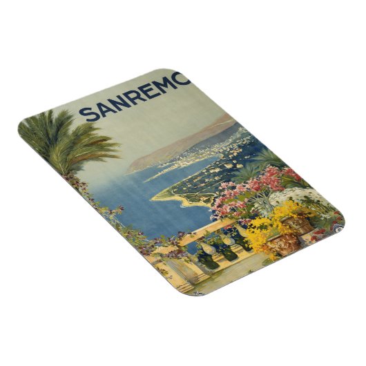 テラスからサンレモのヴィンテージ旅行ポスター マグネット (右側)