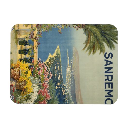 テラスからサンレモのヴィンテージ旅行ポスター マグネット (横)
