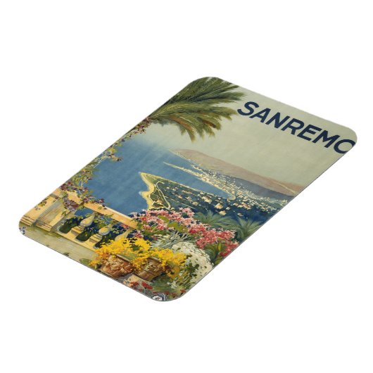 テラスからサンレモのヴィンテージ旅行ポスター マグネット (左側)