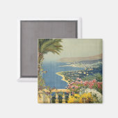 テラスからサンレモのヴィンテージ旅行ポスター マグネット (正面/裏面)