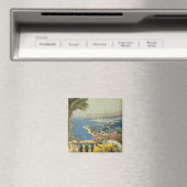 テラスからサンレモのヴィンテージ旅行ポスター マグネット (インサイチュ (食洗機))