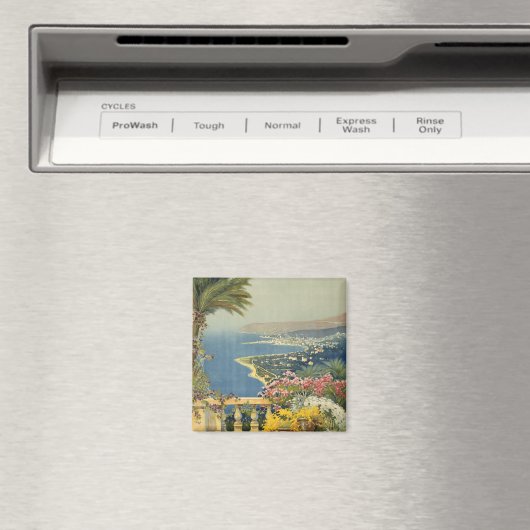 テラスからサンレモのヴィンテージ旅行ポスター マグネット (インサイチュ (食洗機))