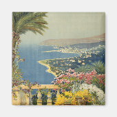 テラスからサンレモのヴィンテージ旅行ポスター マグネット (正面)