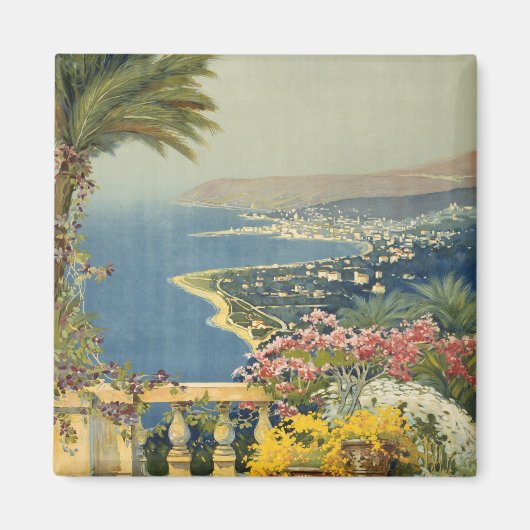 テラスからサンレモのヴィンテージ旅行ポスター マグネット (正面)