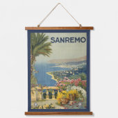 テラスからサンレモのヴィンテージ旅行ポスター 吊り下げ型タペストリー (正面)