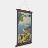 テラスからサンレモのヴィンテージ旅行ポスター 吊り下げ型タペストリー (傾斜あり)