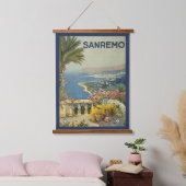 テラスからサンレモのヴィンテージ旅行ポスター 吊り下げ型タペストリー (寝室)
