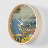 テラスからサンレモのヴィンテージ旅行ポスター 壁時計 (傾斜)