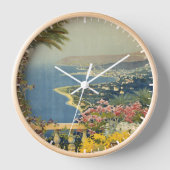 テラスからサンレモのヴィンテージ旅行ポスター 壁時計 (正面)