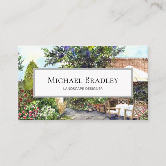 テラスオブザマナーハウスウォーターカラーランドスケープ 名刺 (正面)