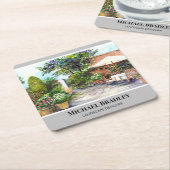 テラスオブザマナーハウスヨークウォーターカラーガーデン スクエアペーパーコースター (アングル)