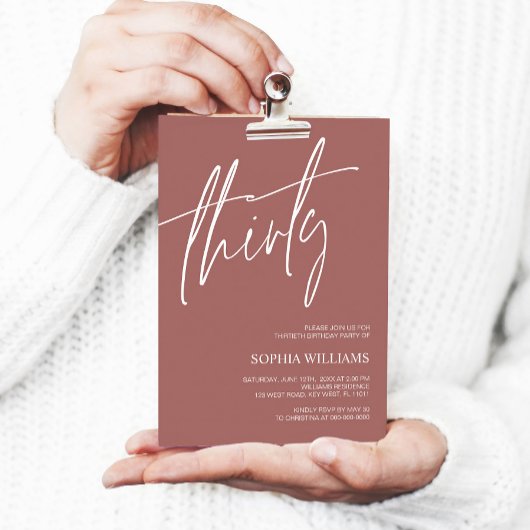 テラスコッタミニマリスト30th誕生日招待状 招待状