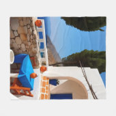 テラス地中海のビュー フリースブランケット (正面(横))