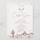 テラス素朴コッタウェスタンまたはロデオカップルのシャワー 招待状 (正面)