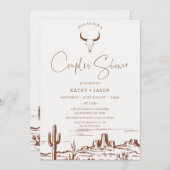 テラス素朴コッタウェスタンまたはロデオカップルのシャワー 招待状 (正面/裏面)