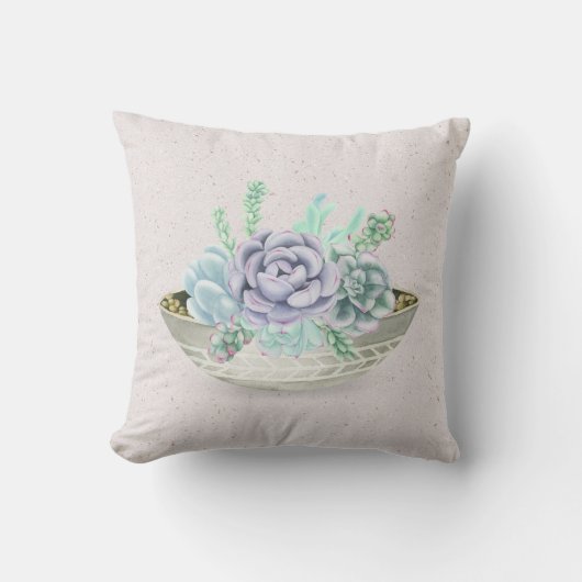 テラゾの多肉植物 クッション (正面)