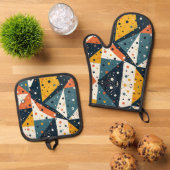 テラゾインスパイアーンのミットとポットホルダー 鍋つかみ&鍋敷きセット (トップダウン)