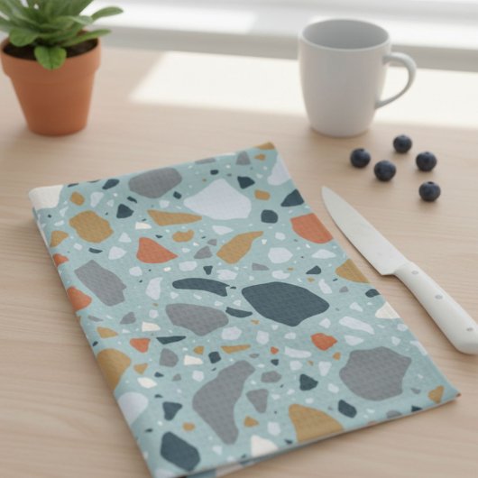 テラゾインブルー キッチンタオル