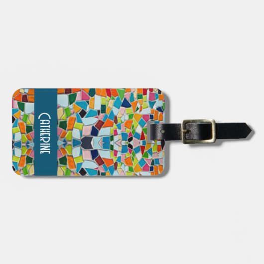 テラゾカラフルモザイク名荷物タグ ラゲッジタグ (正面横)