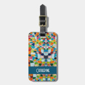 テラゾカラフルモザイク名荷物タグ ラゲッジタグ (正面縦)