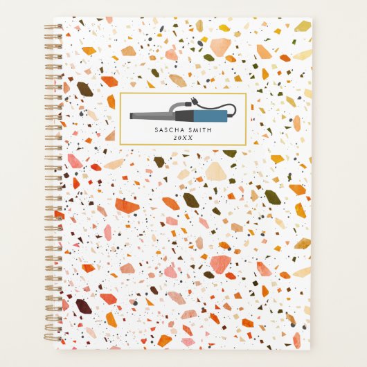 テラゾカーリングアイアン美容師サロンヘア プランナー手帳 (正面)